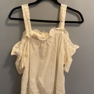 CREAM VINCE CAMUTO TOP OFF THE SHOULDER white peasant bohemian boho free people